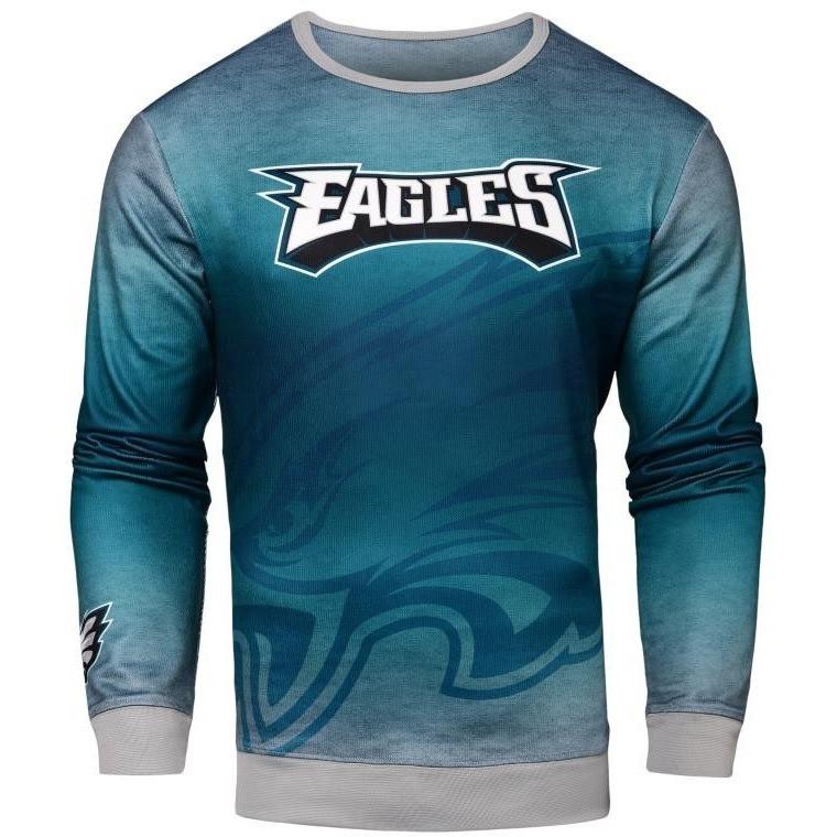 FOCO Philadelphia Eagles Printed Gradient Crew Neck Sweater Mens Double Extra Large