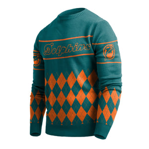 Miami Dolphins NFL Wordmark Retro Ugly Sweater