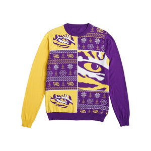 LSU Tigers NCAA Mens Busy Block Snowfall Sweater