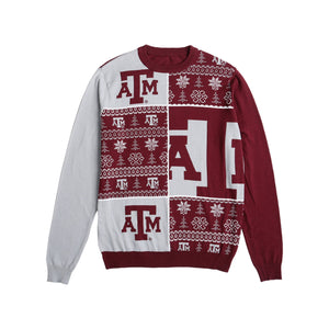Texas A&M Aggies NCAA Mens Busy Block Snowfall Sweater