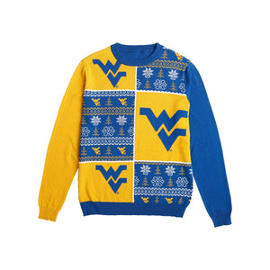 West Virginia Mountaineers NCAA Mens Busy Block Snowfall Sweater