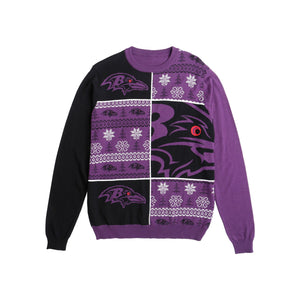 Baltimore Ravens NFL Mens Busy Block Snowfall Sweater