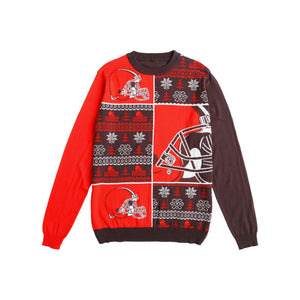 Cleveland Browns NFL Mens Busy Block Snowfall Sweater