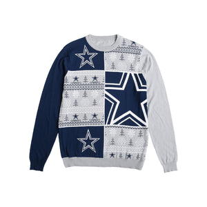 Dallas Cowboys NFL Mens Busy Block Snowfall Sweater