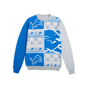 Men's Blue Detroit Lions Bluetooth Light Up Ugly Sweater