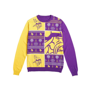 Minnesota Vikings NFL Mens Busy Block Snowfall Sweater