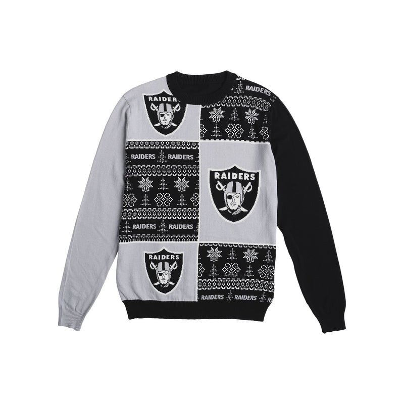 FOCO Las Vegas Raiders NFL Mens Busy Block Snowfall Sweater