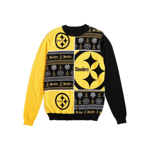 Pittsburgh Steelers NFL Mens Busy Block Snowfall Sweater