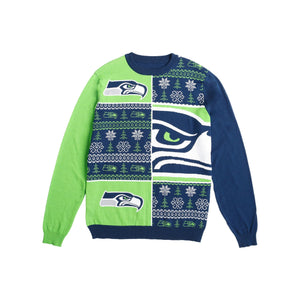 Seattle Seahawks NFL Mens Busy Block Snowfall Sweater