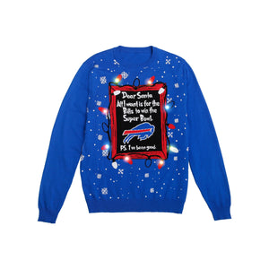 Buffalo Bills NFL Mens Dear Santa Light Up Sweater
