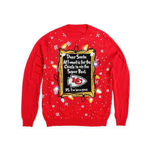 Kansas City Chiefs NFL Mens Dear Santa Light Up Sweater