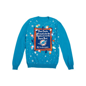 Miami Dolphins NFL Mens Dear Santa Light Up Sweater