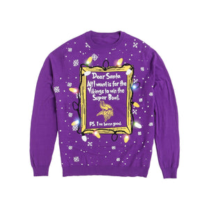 Minnesota Vikings NFL Mens Dear Santa Light Up Sweater