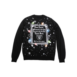 Las Vegas Raiders NFL Mens Dear Santa Light Up Sweater