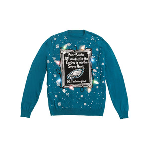 Philadelphia Eagles NFL Mens Dear Santa Light Up Sweater