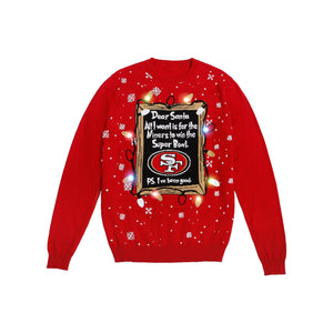 San Francisco 49ers NFL Mens Dear Santa Light Up Sweater