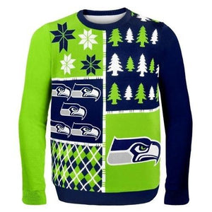 Busy Block Ugly Sweater Seattle Seahawks
