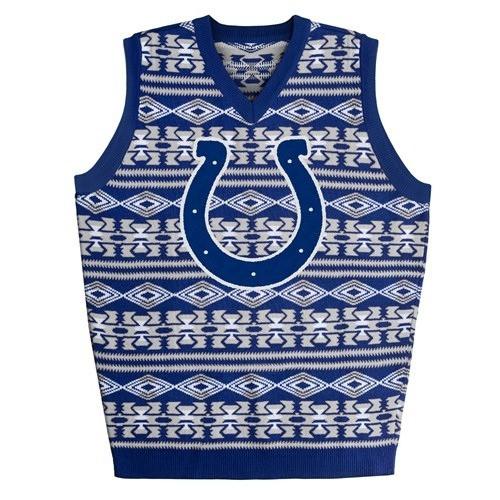 Indianapolis Colts Forever Collectibles Blue & Gray Knit Patches Ugly  Sweater