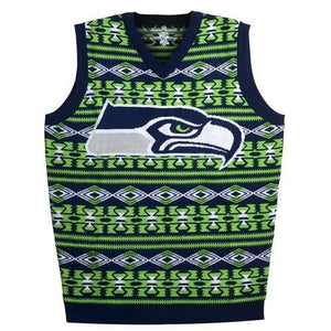 Seattle Seahawks Aztec Print Ugly Sweater Vest