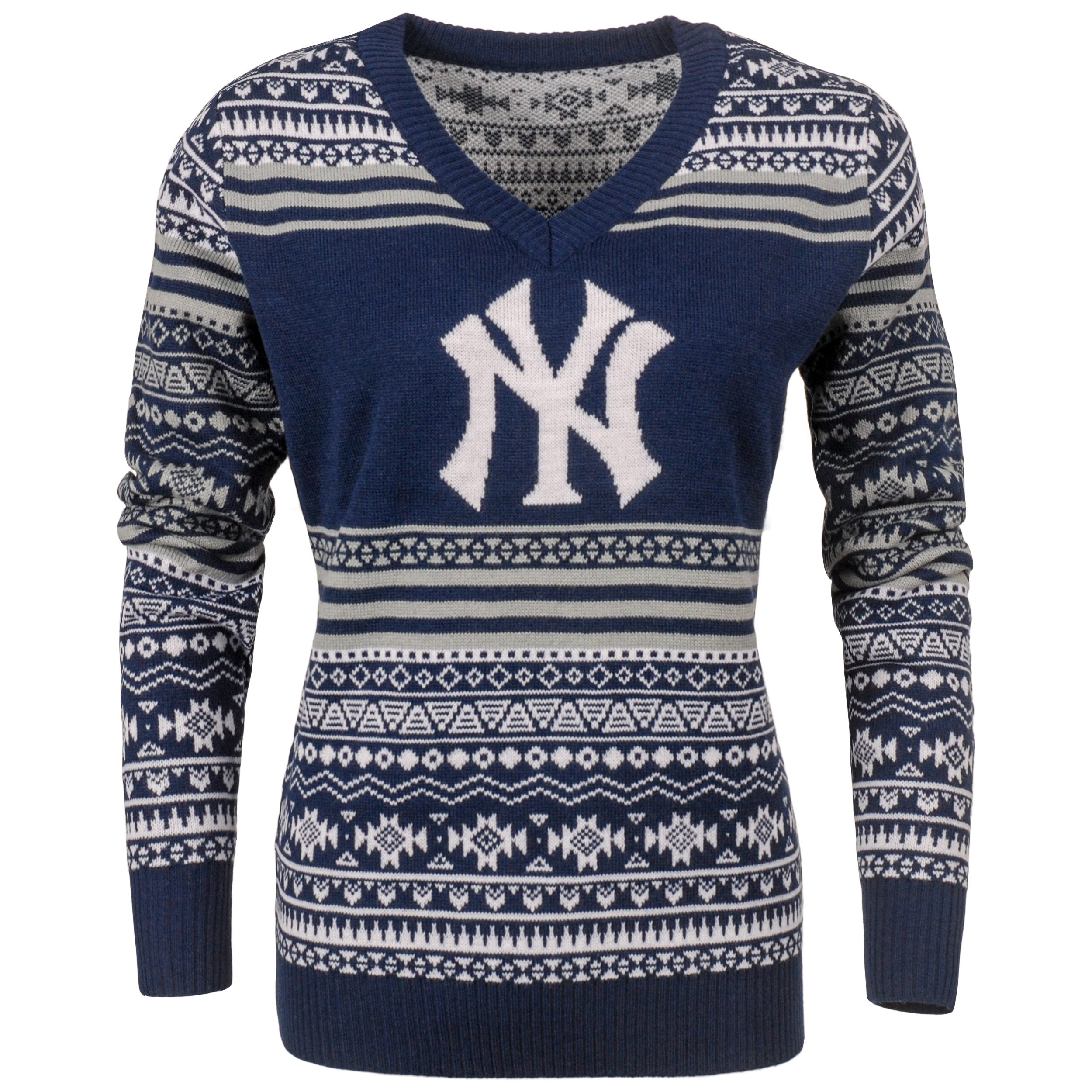 New York Yankees Womens Big Logo V-Neck Sweater