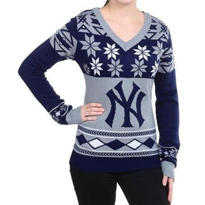New York Yankees Womens Big Logo V-Neck Sweater