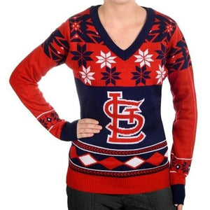 St. Louis Cardinals Womens Big Logo V-Neck Sweater