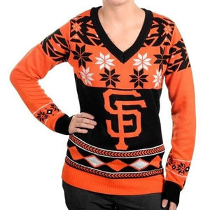 San Francisco Giants Womens Big Logo V-Neck Sweater