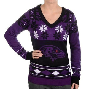 Baltimore Ravens Womens Big Logo V-Neck Sweater