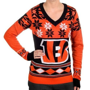 Cincinnati Bengals Womens Big Logo V-Neck Sweater