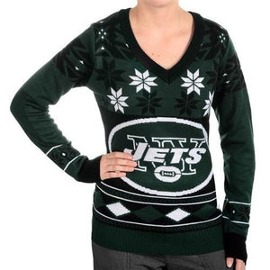 New York Jets Womens Big Logo V-Neck Sweater