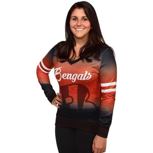 Cincinnati Bengals NFL Womens Printed Gradient V-Neck Shirt