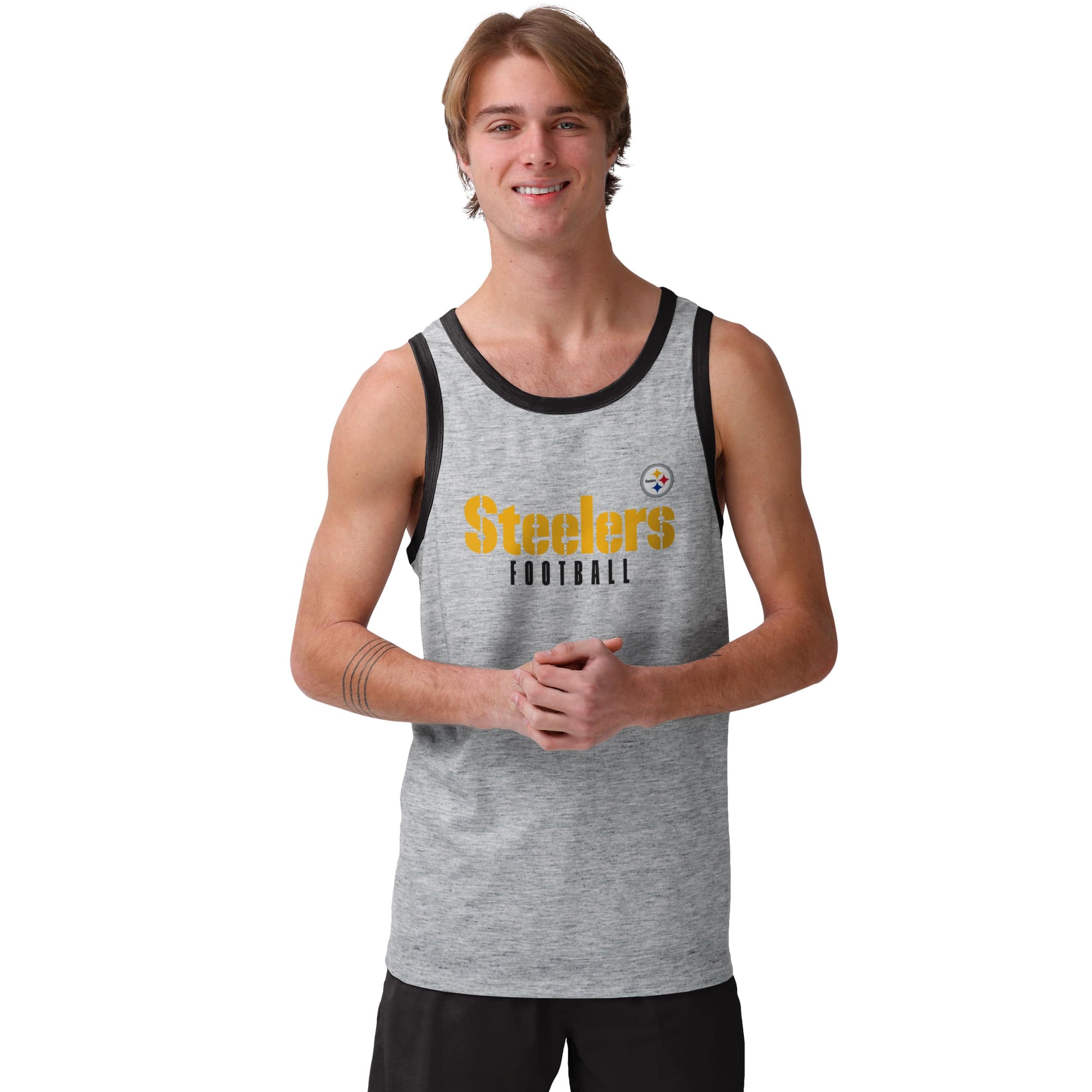 Pittsburgh Steelers Men's M Sleeveless T Shirt Tank Top NFL Team Apparel  Gray