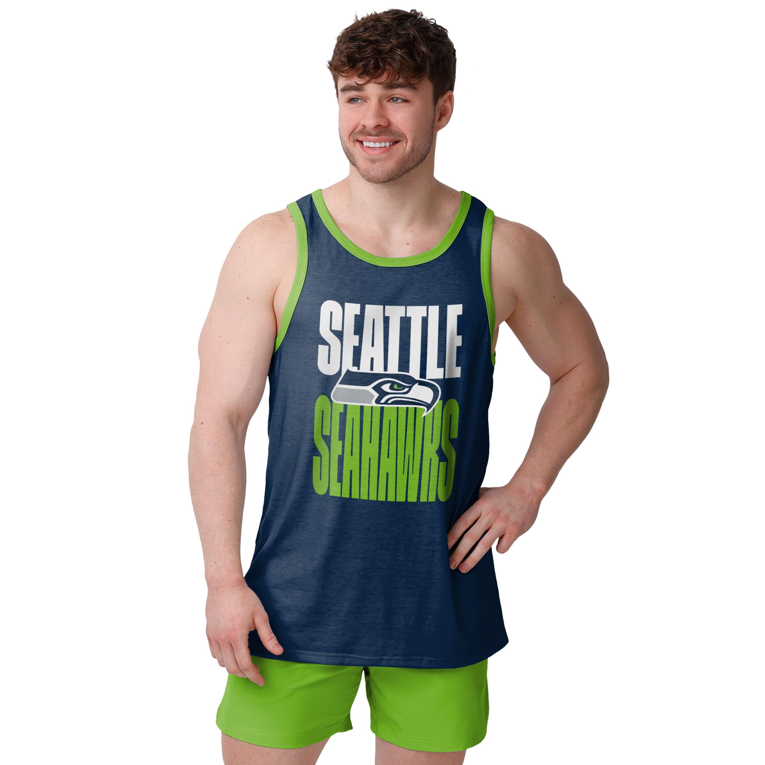 FOCO Seattle Seahawks NFL Mens Solid Wordmark Sleeveless Top