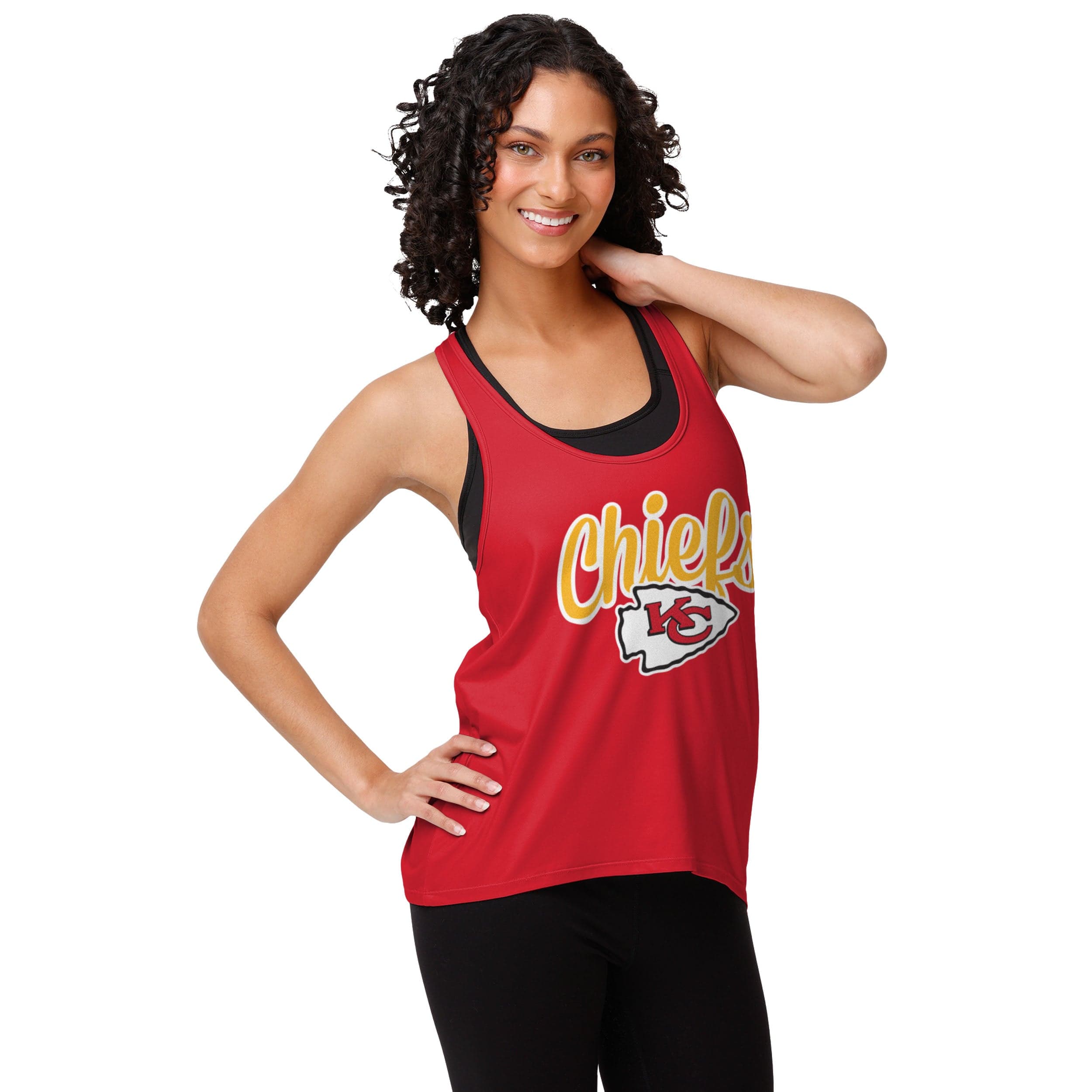 FOCO Kansas City Chiefs NFL Womens Wordmark Team Stripe Sleeveless Top