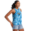 Carolina Panthers NFL Womens Script Wordmark Tie-Dye Tie-Breaker Sleeveless Top