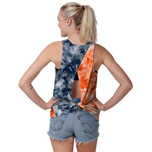 Denver Broncos NFL Womens Script Wordmark Tie-Dye Tie-Breaker Sleeveless Top