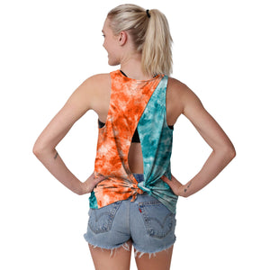 Miami Dolphins NFL Womens Script Wordmark Tie-Dye Tie-Breaker Sleeveless Top