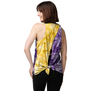 Minnesota Vikings NFL Womens Script Wordmark Tie-Dye Tie-Breaker Sleeveless Top