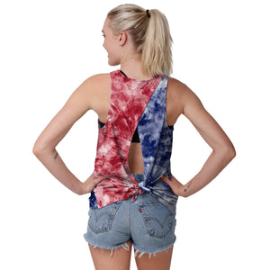 New York Giants NFL Womens Script Wordmark Tie-Dye Tie-Breaker Sleeveless Top