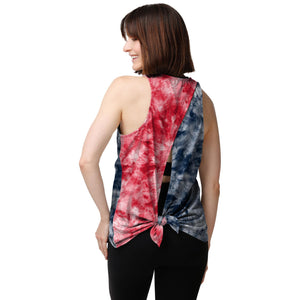 New England Patriots NFL Womens Script Wordmark Tie-Dye Tie-Breaker Sleeveless Top