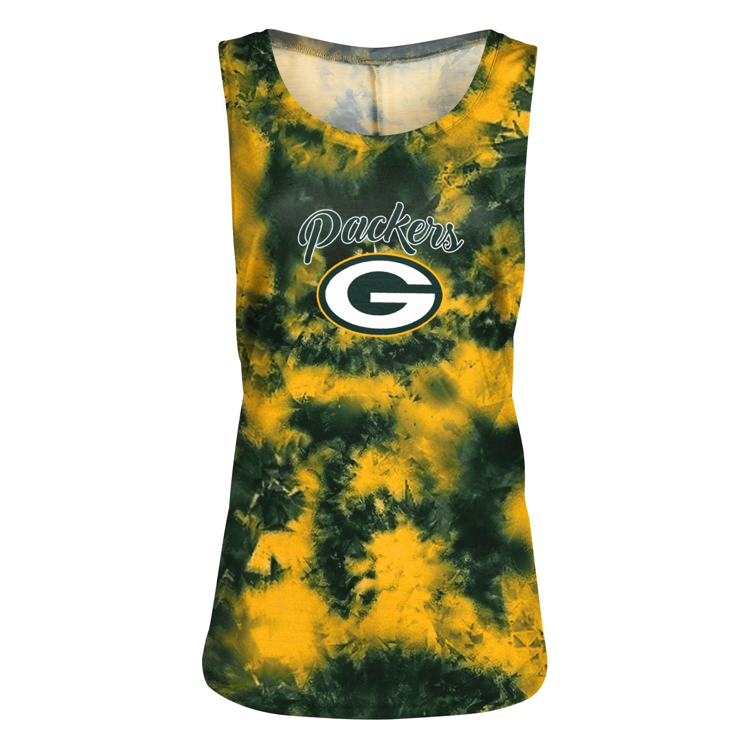 FOCO Green Bay Packers NFL Womens Wordmark Team Stripe Sleeveless Top