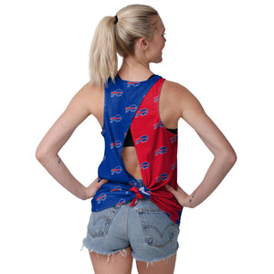 Buffalo Bills NFL Womens Wordmark Mini Print Tie-Breaker Sleeveless Top
