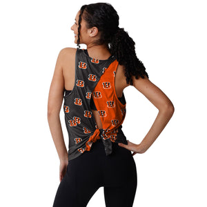 Cincinnati Bengals NFL Womens Wordmark Mini Print Tie-Breaker Sleeveless Top