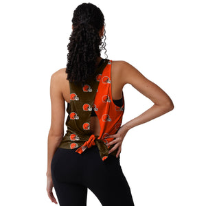Cleveland Browns NFL Womens Wordmark Mini Print Tie-Breaker Sleeveless Top