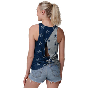 Dallas Cowboys NFL Womens Wordmark Mini Print Tie-Breaker Sleeveless Top