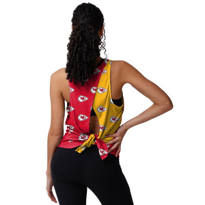 Kansas City Chiefs NFL Womens Wordmark Mini Print Tie-Breaker Sleeveless Top