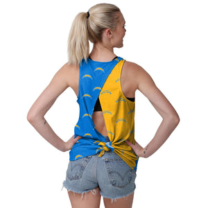 Los Angeles Chargers NFL Womens Wordmark Mini Print Tie-Breaker Sleeveless Top