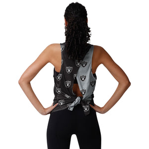Las Vegas Raiders NFL Womens Wordmark Mini Print Tie-Breaker Sleeveless Top