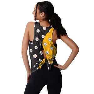 Pittsburgh Steelers NFL Womens Wordmark Mini Print Tie-Breaker Sleeveless Top