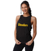 Pittsburgh Steelers NFL Womens Wordmark Mini Print Tie-Breaker Sleeveless Top